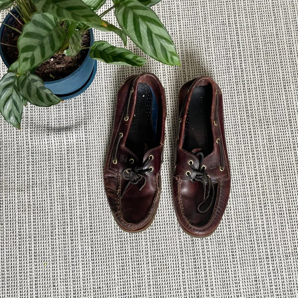 Mahogany Brown Leather Sperry Top Sider Boat Shoes